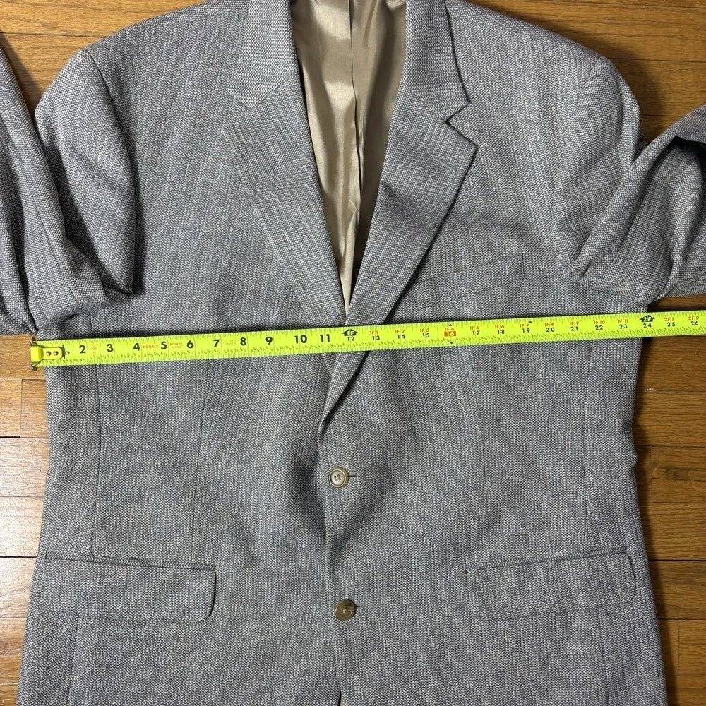 Lands' End Men's 46L Gray Beige Silk Wool Blend Single Vent Two‎ Button Blazer